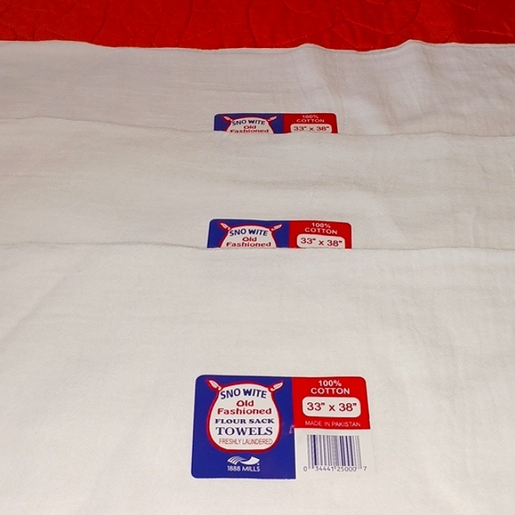 Snow White Old Fashioned Flour Sack Towels x3 33x38 inches ea - Picture 5 of 7